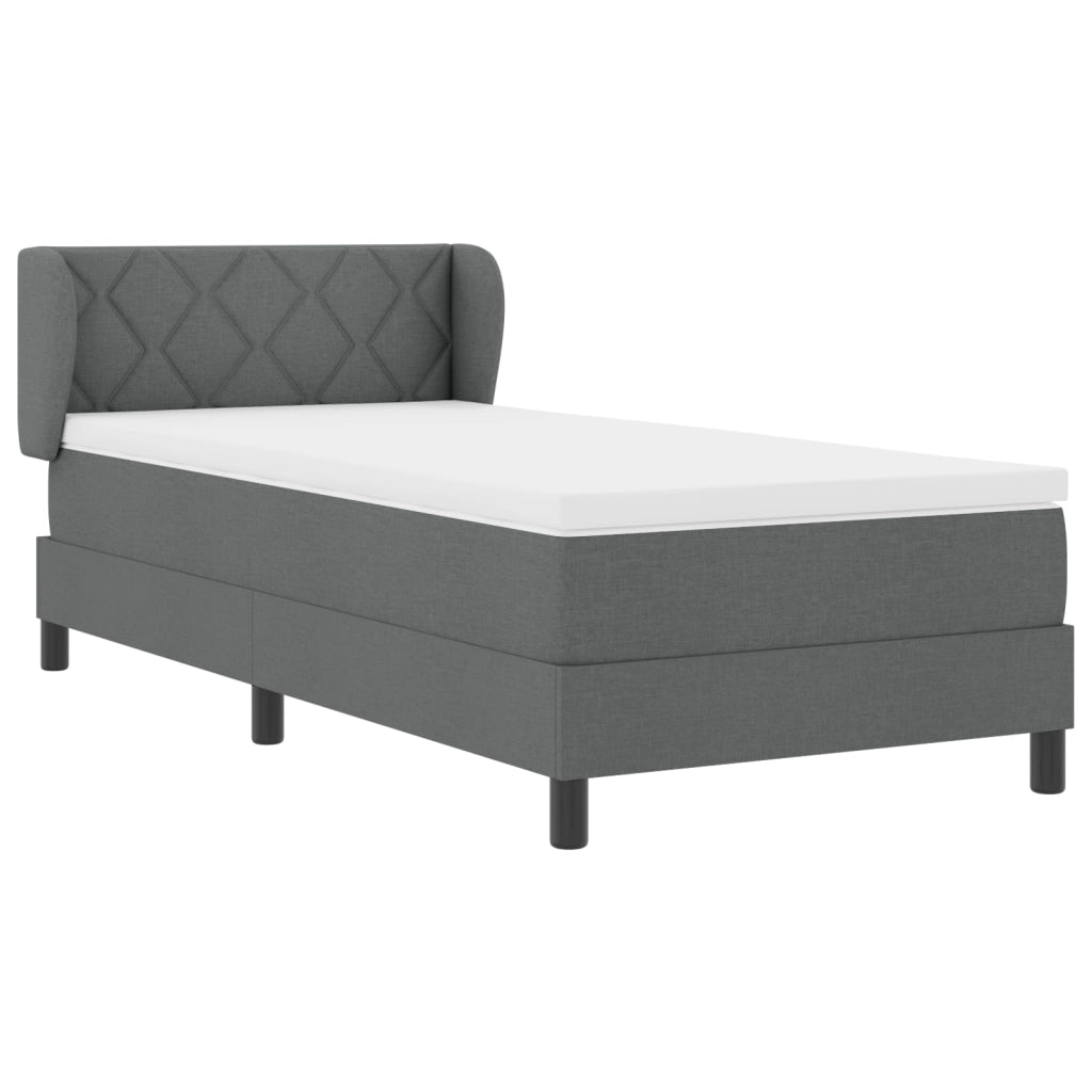 Letto Box Spring con Materasso Grigio Scuro 90x200 cm Tessuto