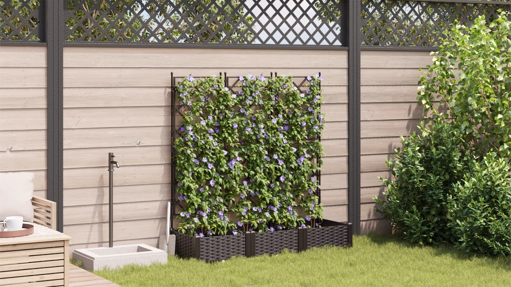 Fioriera con Traliccio 3 pz Marrone 120x40x125.5 cm