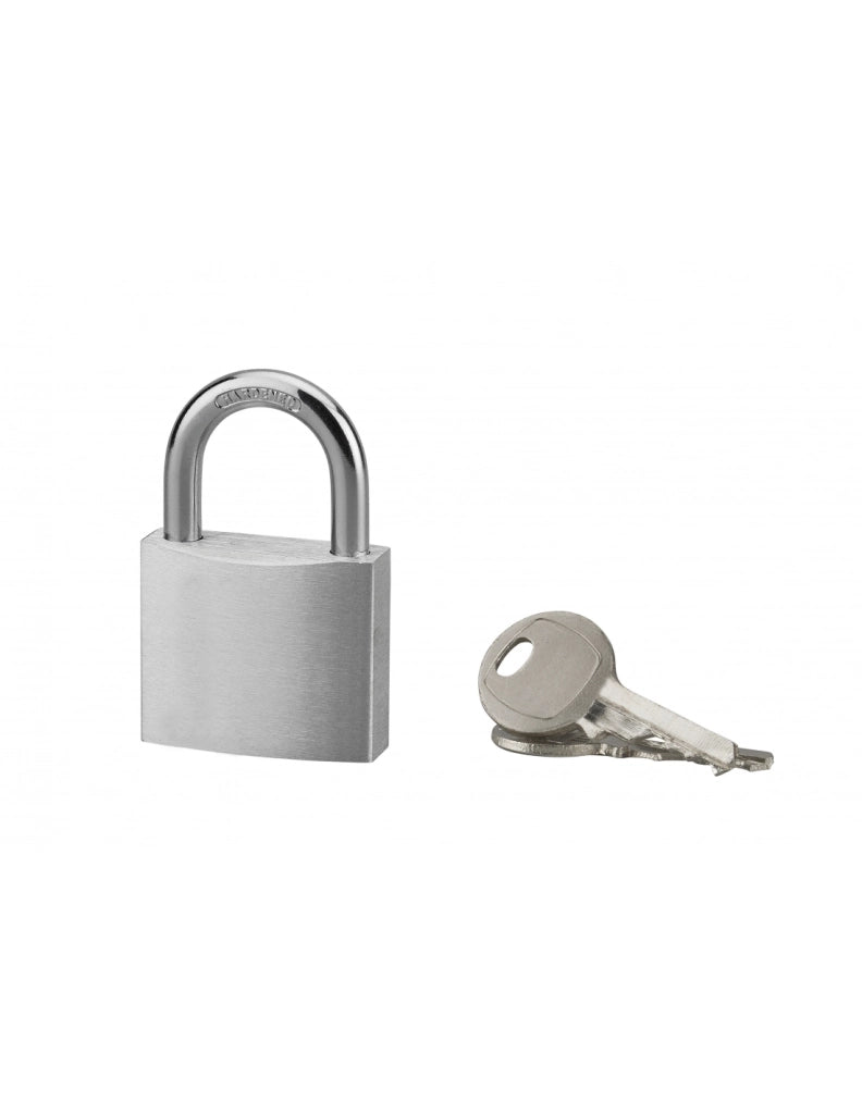 Lucchetto con chiave, esterno, alluminio, 40 mm, arco in acciaio nichelato, 2 chiavi – Serrurerie de Picardie