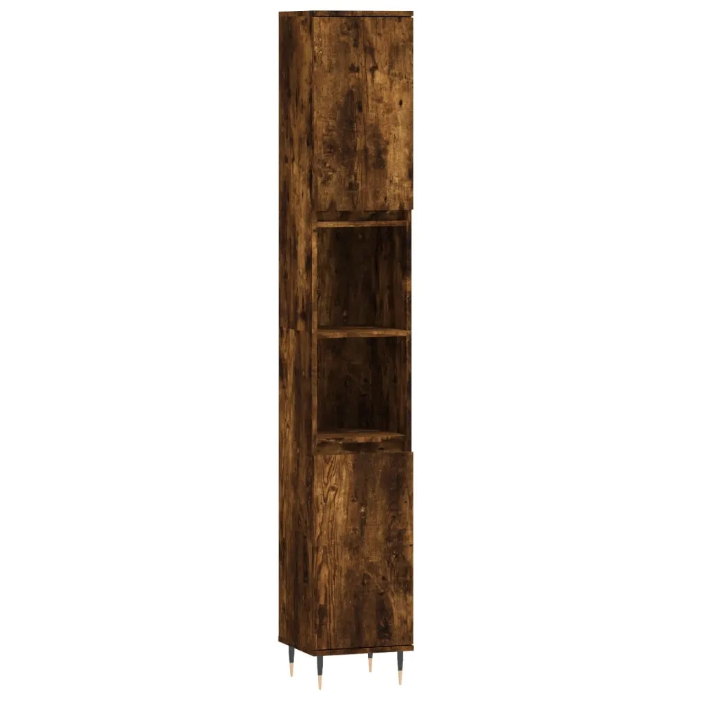Set Mobili da Bagno 3 pz Rovere Fumo in Legno Multistrato 3190218