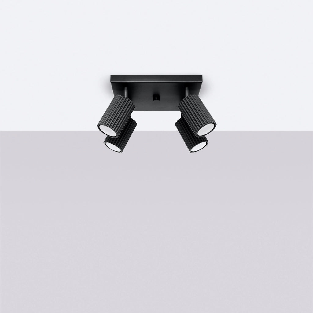 Plafoniera quadrata 25cm nera 4 spot GU10 Pure Lume