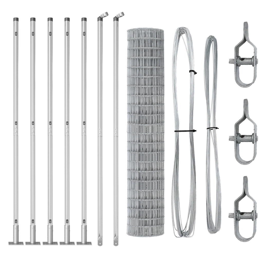Recinzione Euro con 7 post flangiati 1,5x10 m Acciaio zincato