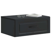 Comodino | Armadio da Notte | Mobiletto da notte a muro con cassetto Nero 49 x 34,5 x 20 cm