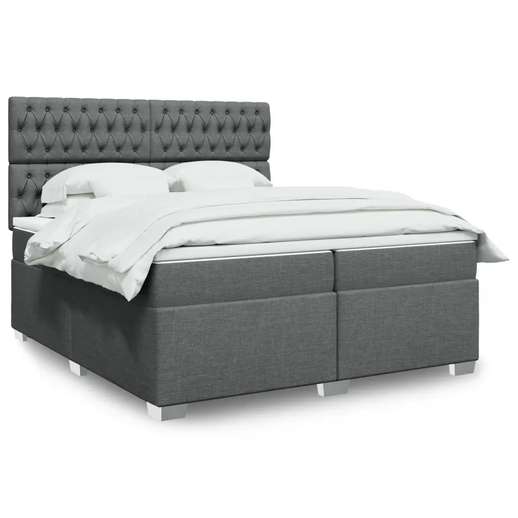 Giroletto a Molle con Materasso Grigio Scuro 200x200 cm Tessuto 3292903