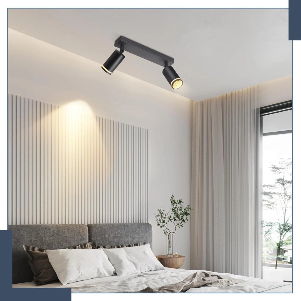 ZMH Faretto da soffitto Nero 2 Luci GU10 Orientabile da Interno in Metallo per Corridoio Soggiorno Senza Lampadine