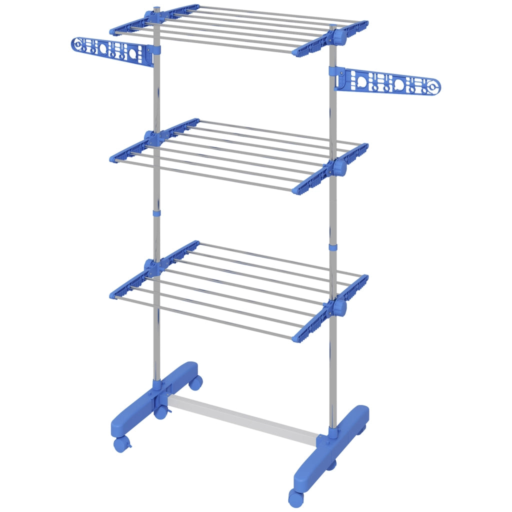 Stendibiancheria pieghevole 4 piani ¨C zephmum ¨C blu e argento 142x55x152 cm