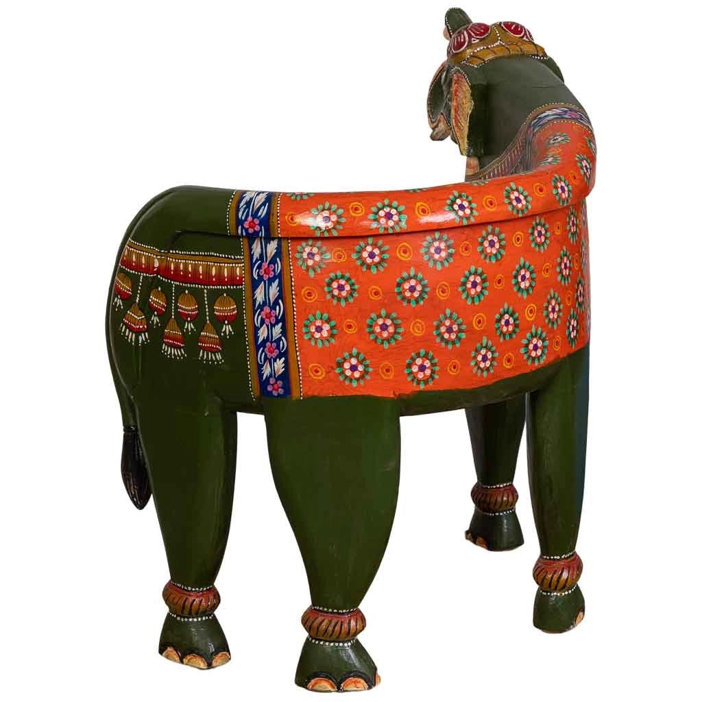 Panca elefante legno dipinto multicolore 89x80x92h cm