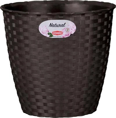 VASO RATTAN TONDO NATURAL STEFANPLAST - PP MOKA CM 24 H.CM 22,5- 2 pezzi