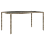 Tavolo da Giardino | Tavolino da esterno Piano in Vetro Grigio 150x90x75cm Polyrattan