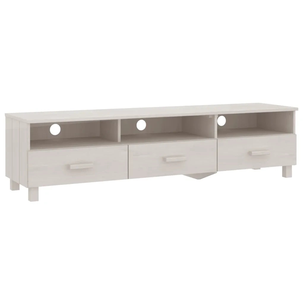Mobile TV HAMAR Bianco 158x40x40 cm in Legno Massello di Pino 340473
