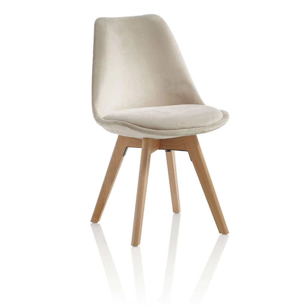 Set 4 Sedie 48,5x47x81,5 cm in Velluto Ecru