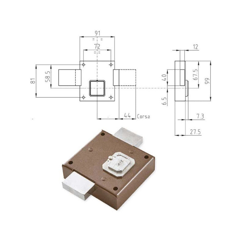 Serratura Ferroglietto 4 Mandate Fer-0100-7 Atra