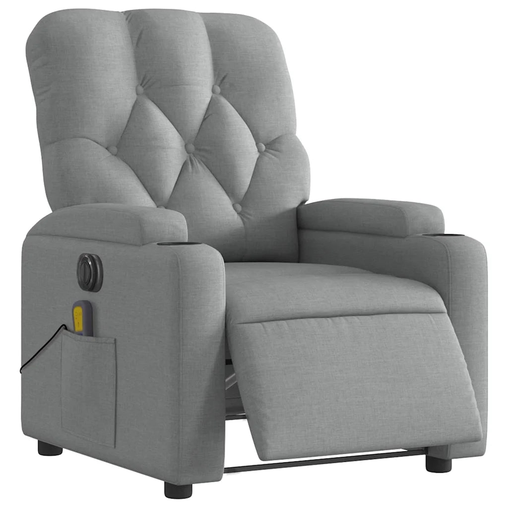 Divano Sedia-Poltrona Reclinabile Massaggio Elettrica Grigio Chiaro Tessuto 292664