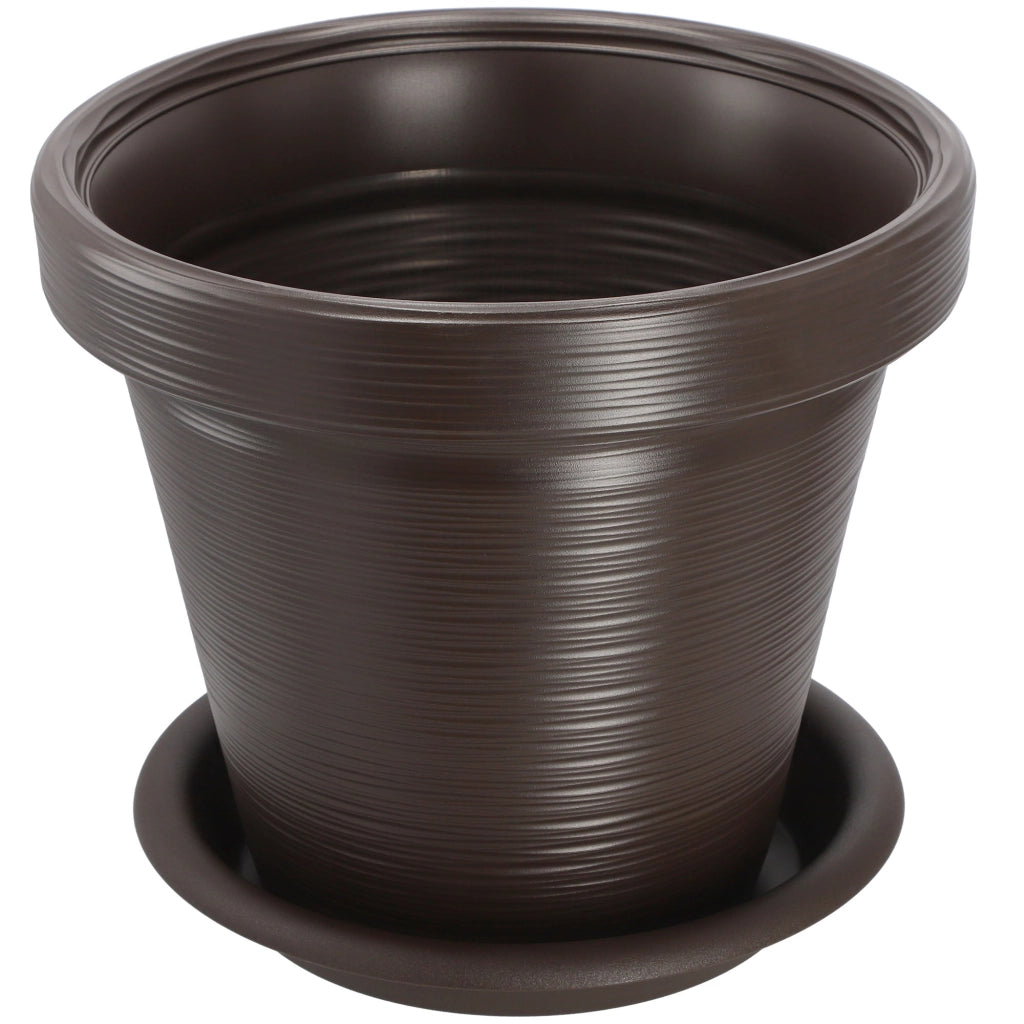 Vaso da giardino KADAX per fiori, con coperchio e supporto, grande, marrone, 39 cm