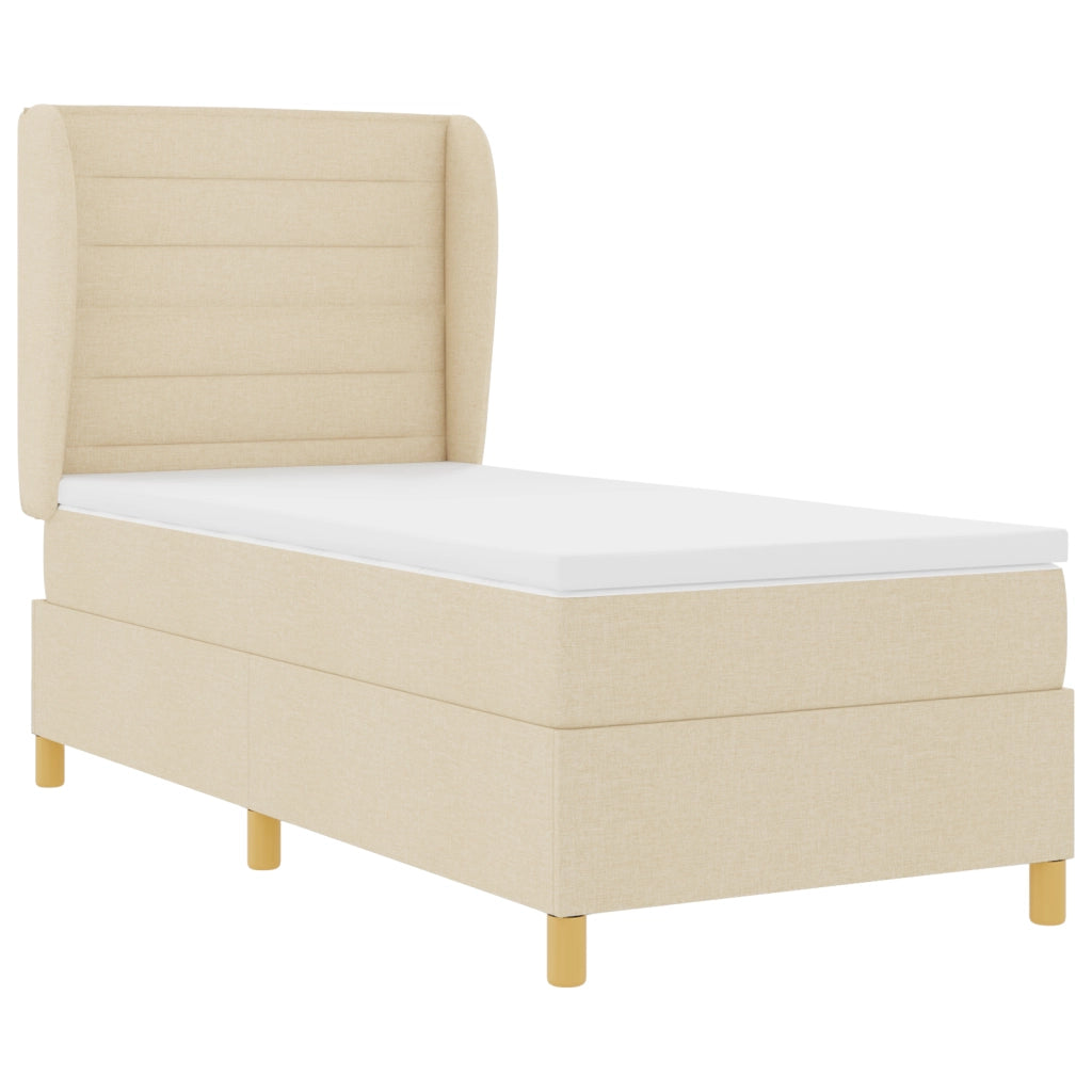 Letto a Molle con Materasso  Crema 90x190 cm Tessuto