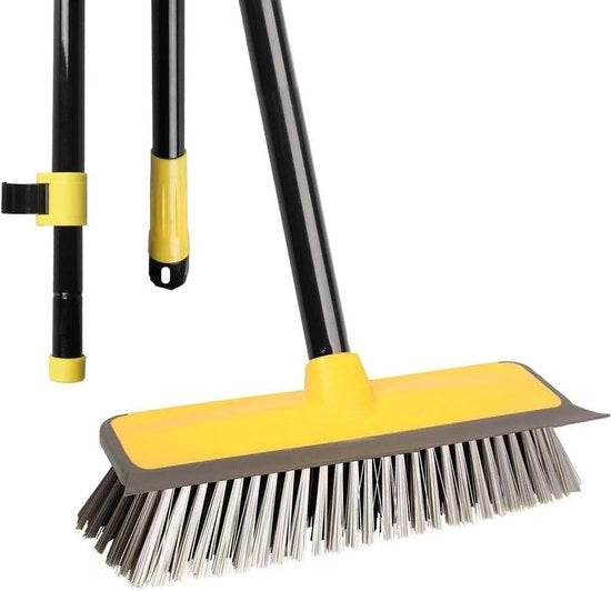 Spazzola per pavimenti da 152 cm con manico adattabile e setole rigide per bagno e giardino - giallo Spazzola da pavimenti telescopica