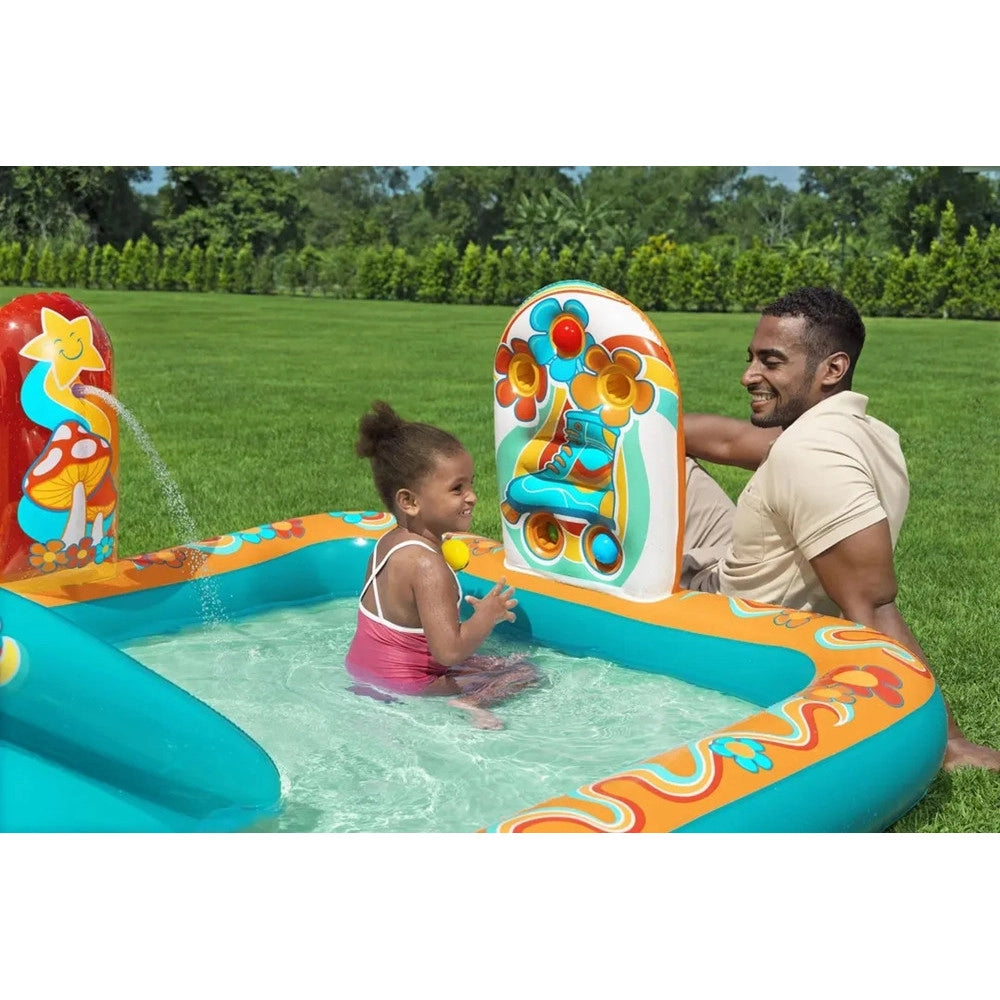 Trade Shop - Play Center Piscina Gonfiabile Retro Groove Per Bambini 193x152x74cm Giardino 53164 -