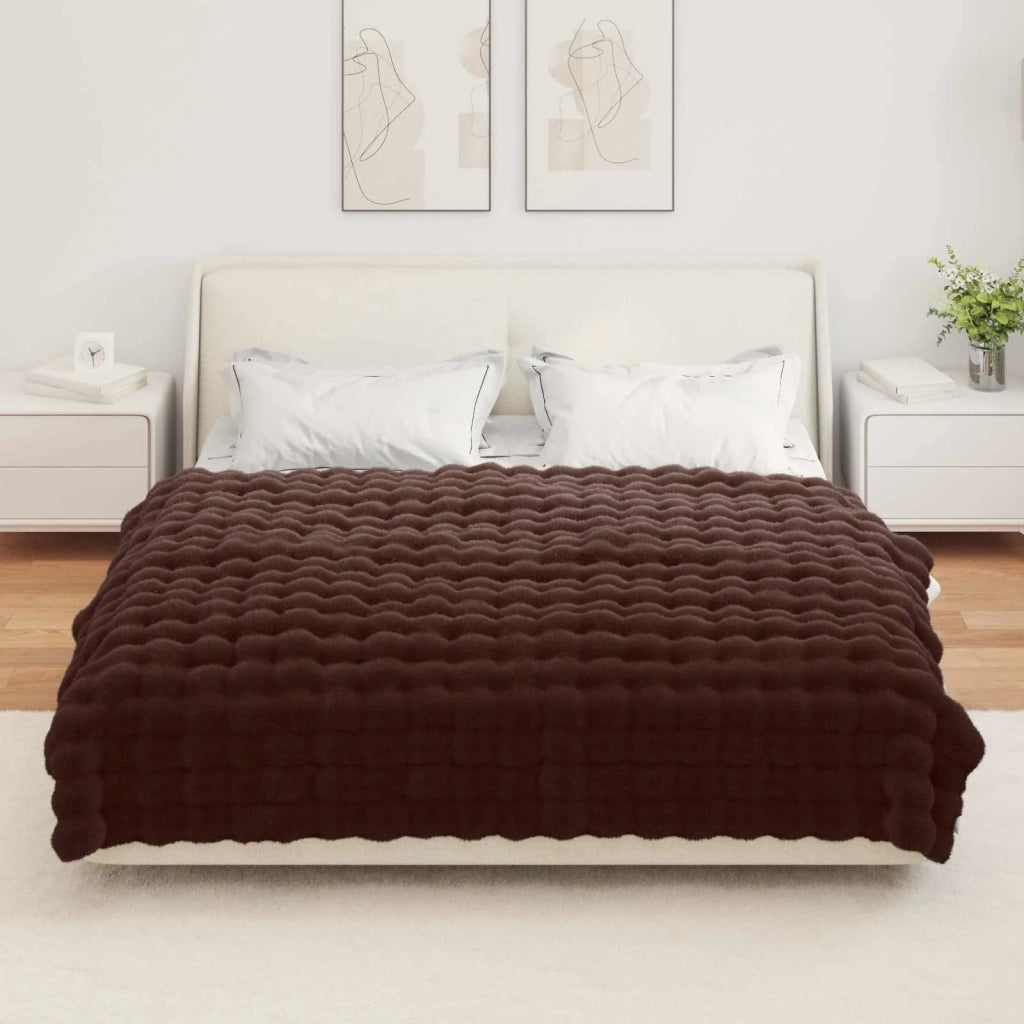 Coperta antiscivolo in sintetica di coniglio Olite Cammello