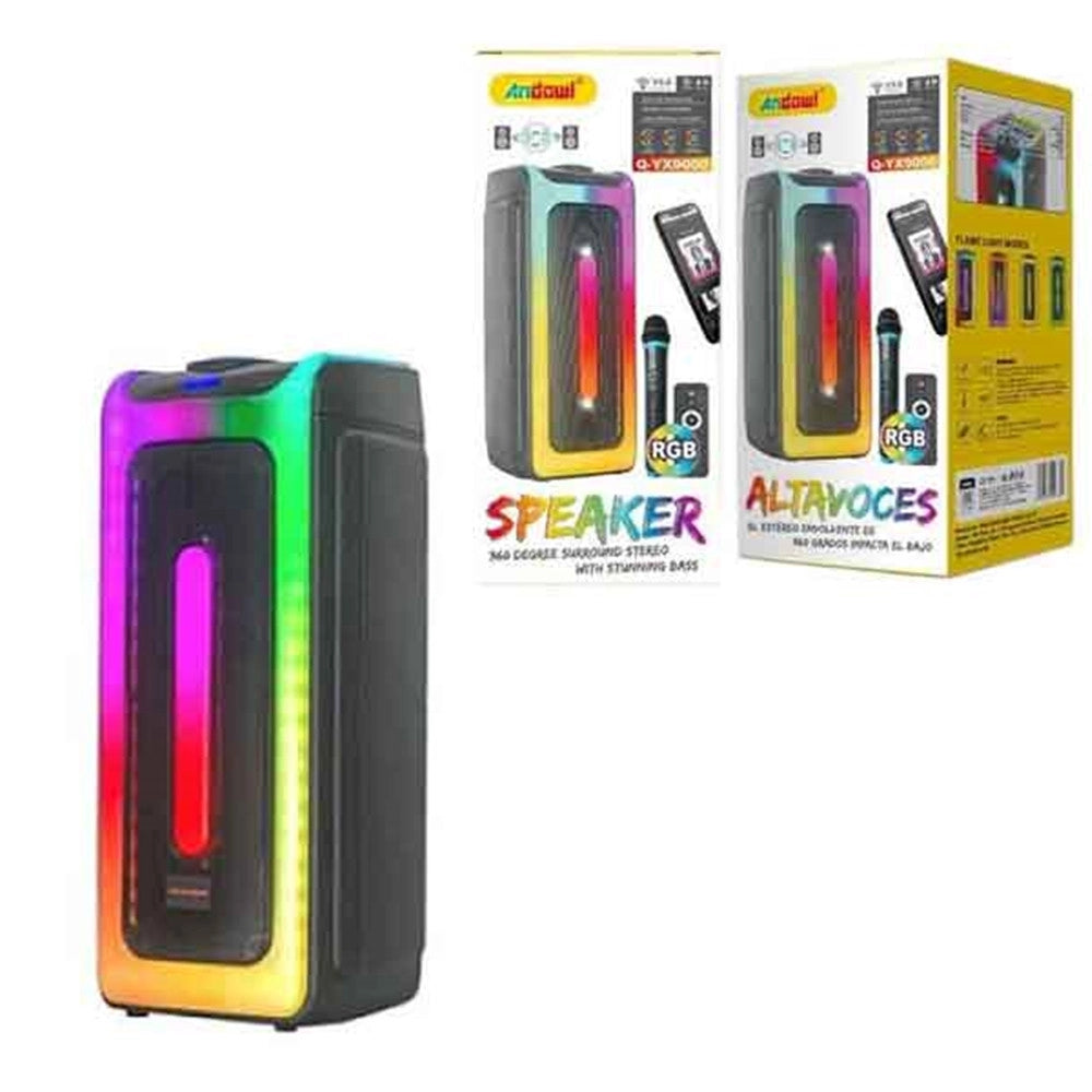 Trade Shop - Altoparlante Portatile Karaoke Con Microfono Wireless Telecomando Effetti Luce Rgb Q-yx9000 -