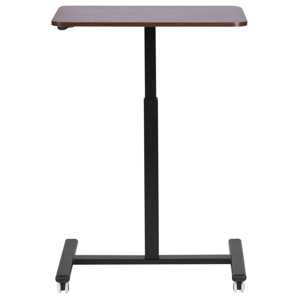 Scrivania regolabile manualmente per laptop in legno scuro e nero 65 x 48 cm con struttura in acciaio verniciato a polvere