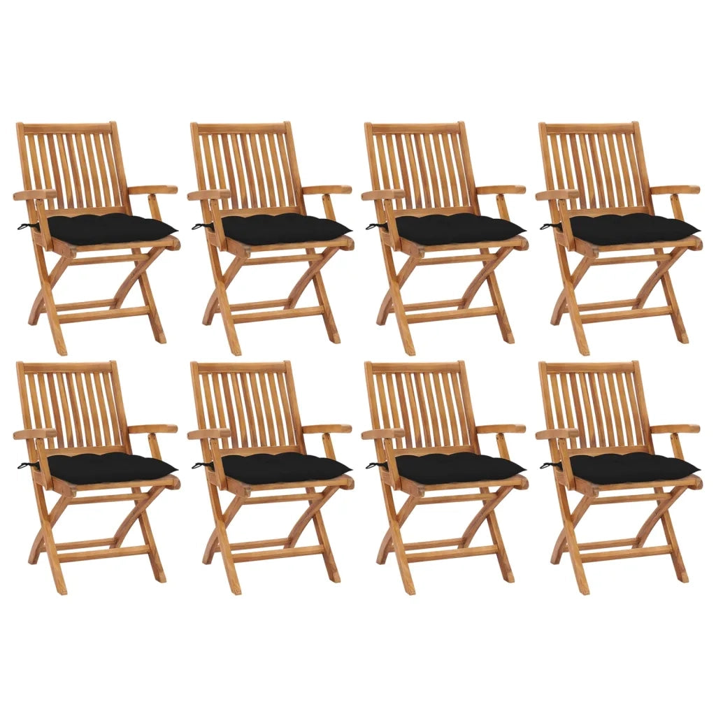 Sedie da Giardino Pieghevoli con Cuscini 8 pz Massello di Teak cod mxl 72187