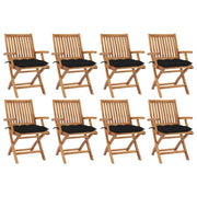 Sedie da Giardino Pieghevoli con Cuscini 8 pz Massello di Teak cod mxl 72187