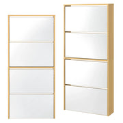 Scarpiera di design mobile contenitore con 4 scomparti capienza 12 paia di scarpe frontale a specchio pannello di particelle rivestito in melaminico 134 x 63 x 17 cm faggio 03_0005168