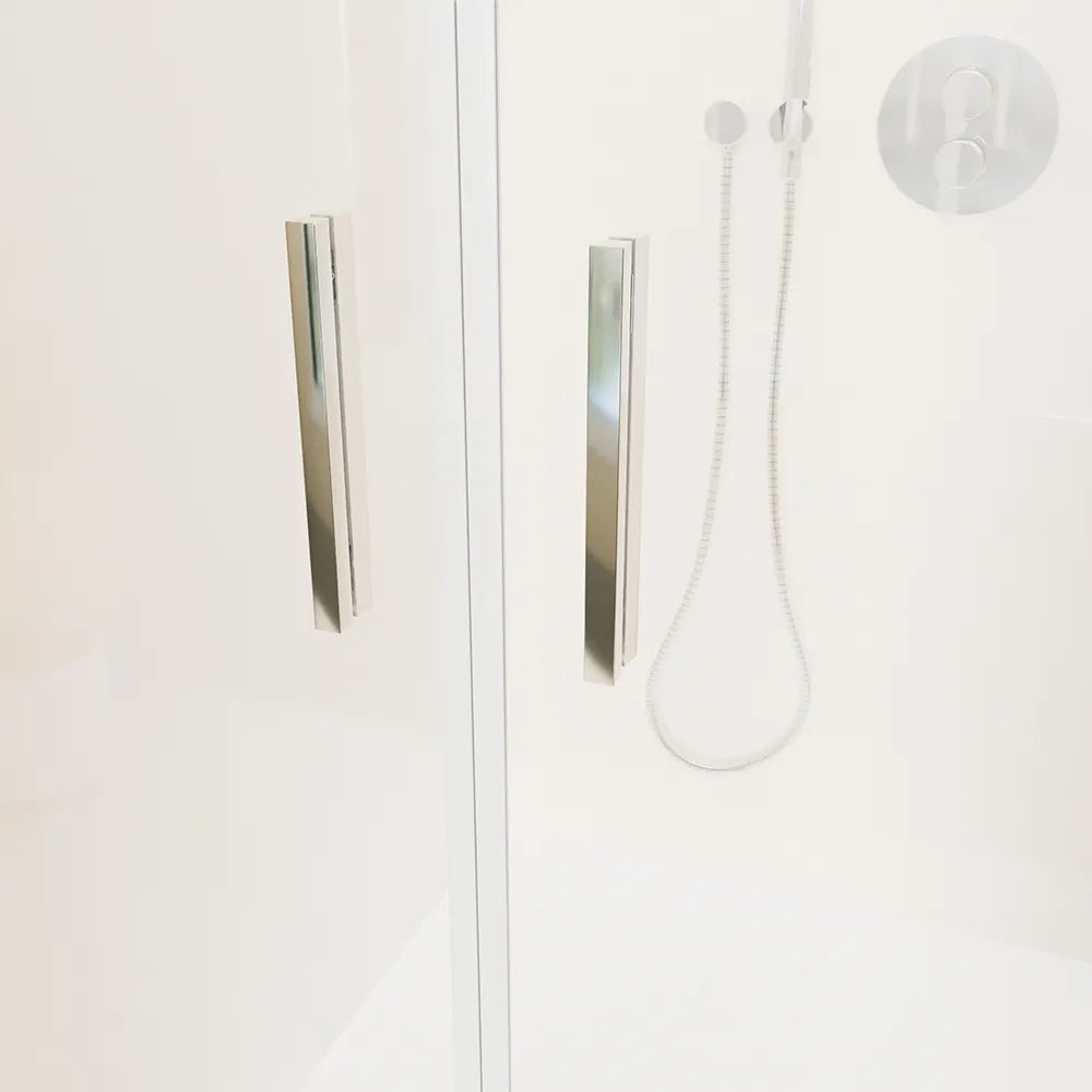 Porta doccia 100cm con apertura saloon profili slim cromati vetro 6mm trasparente h190 | Portofino