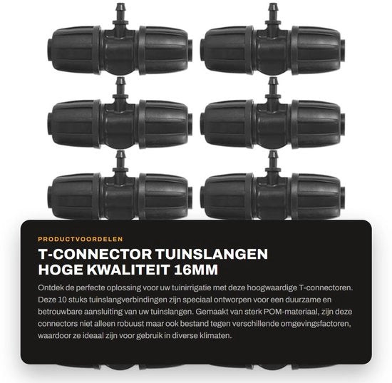 Connettore T - 10 pezzi - Irrigazione giardino - Tubo di gomma