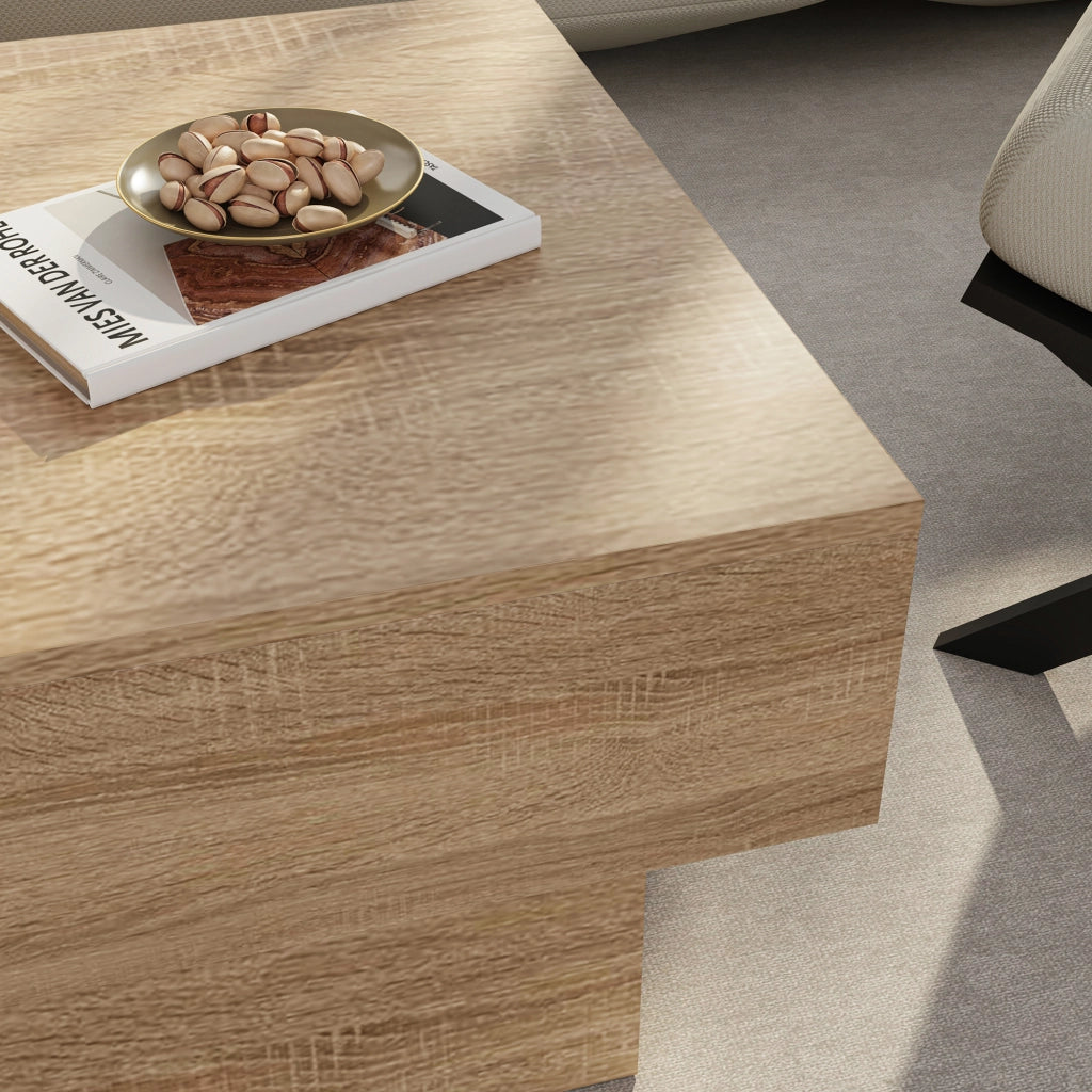 Tavolino Centrale Lens da Salotto con Piano Scorrevole 80 x 60 x 36 cm - Effetto Rovere [en.casa]