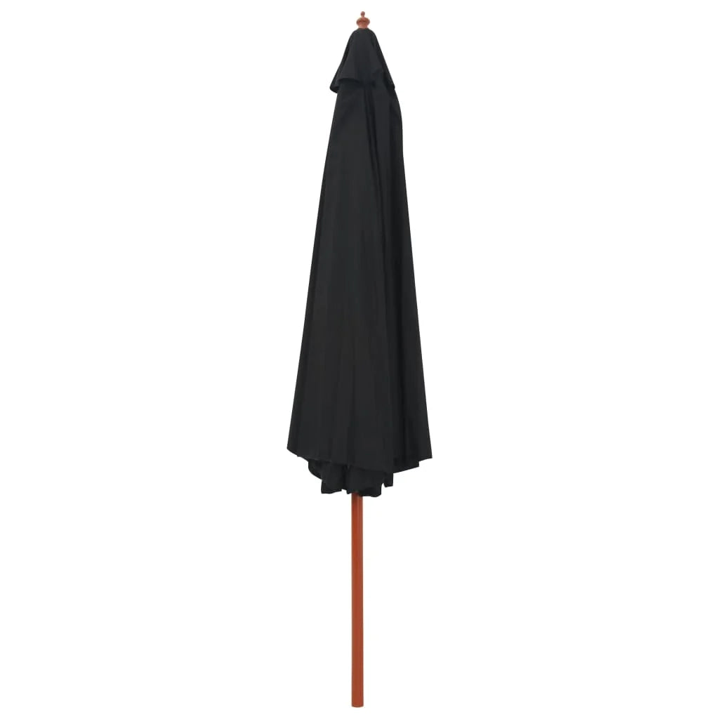Ombrellone da esterno con palo in legno 350 cm nero 02_0008253