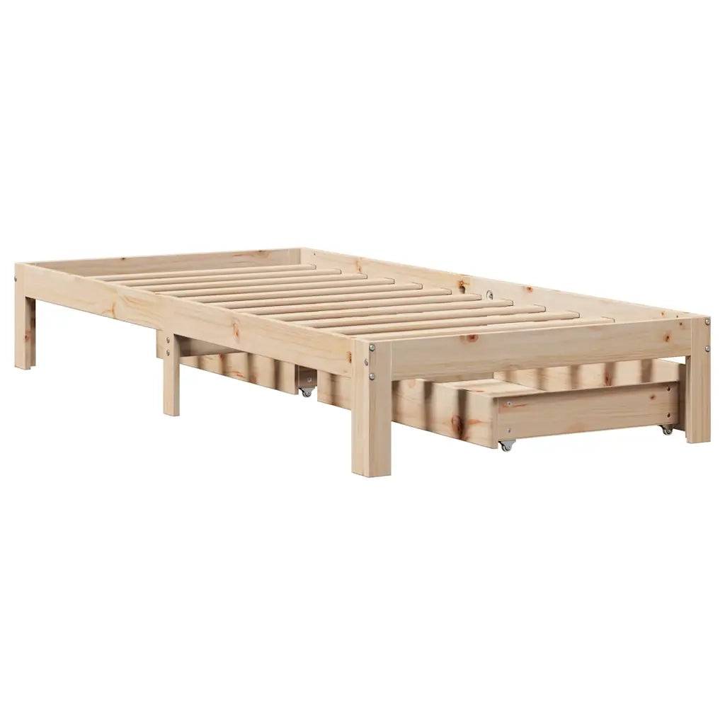 vidaXL Giroletto con Cassetti 100x200 cm Legno Massello di Pino
