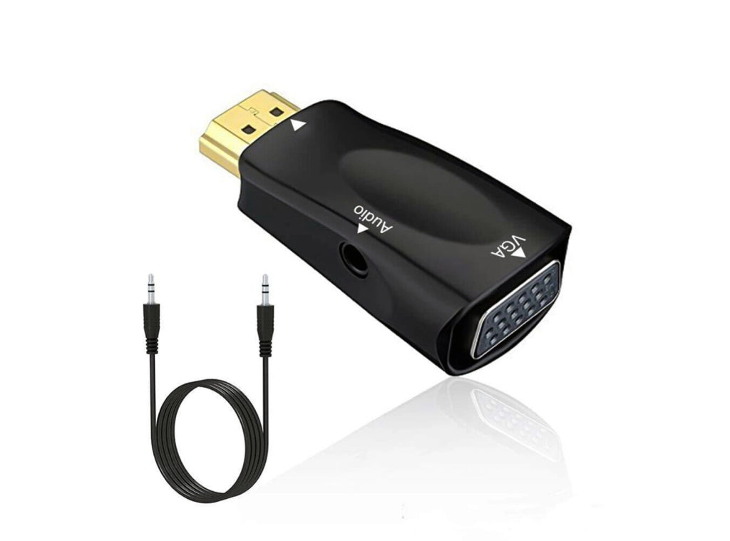 Adattatore HDMI Maschio a VGA Femmina + Cavo Audio Jack 3,5 mm per PC Notebook Monitor FULL HD