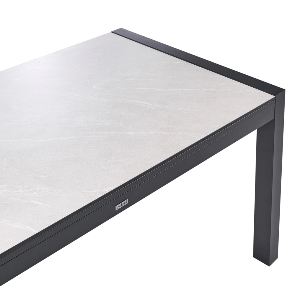 Tavolo da pranzo da giardino allungabile con piano in HPL beige e struttura in alluminio 160/220 x 90 cm Resistente ai raggi UV, all'acqua e alla ruggine