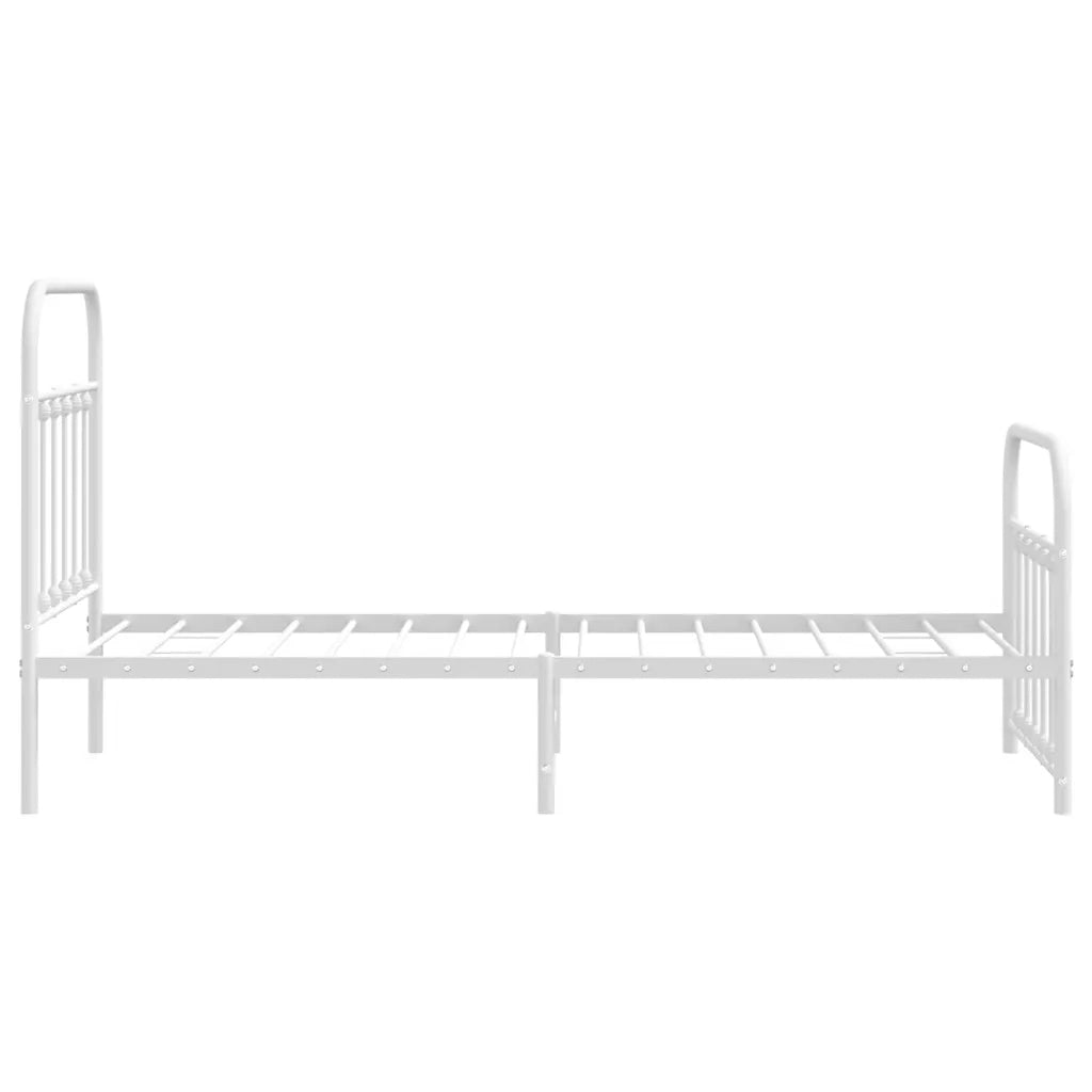 Giroletto con Testiera e Pediera-Struttura Letto Metallo Bianco 90x190 cm 312966
