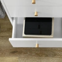 Cassettiera 3 Cassetti con Maniglie in Truciolato e Legno di Pino per Soggiorno e Camera, 80x30x80 cm, Bianco