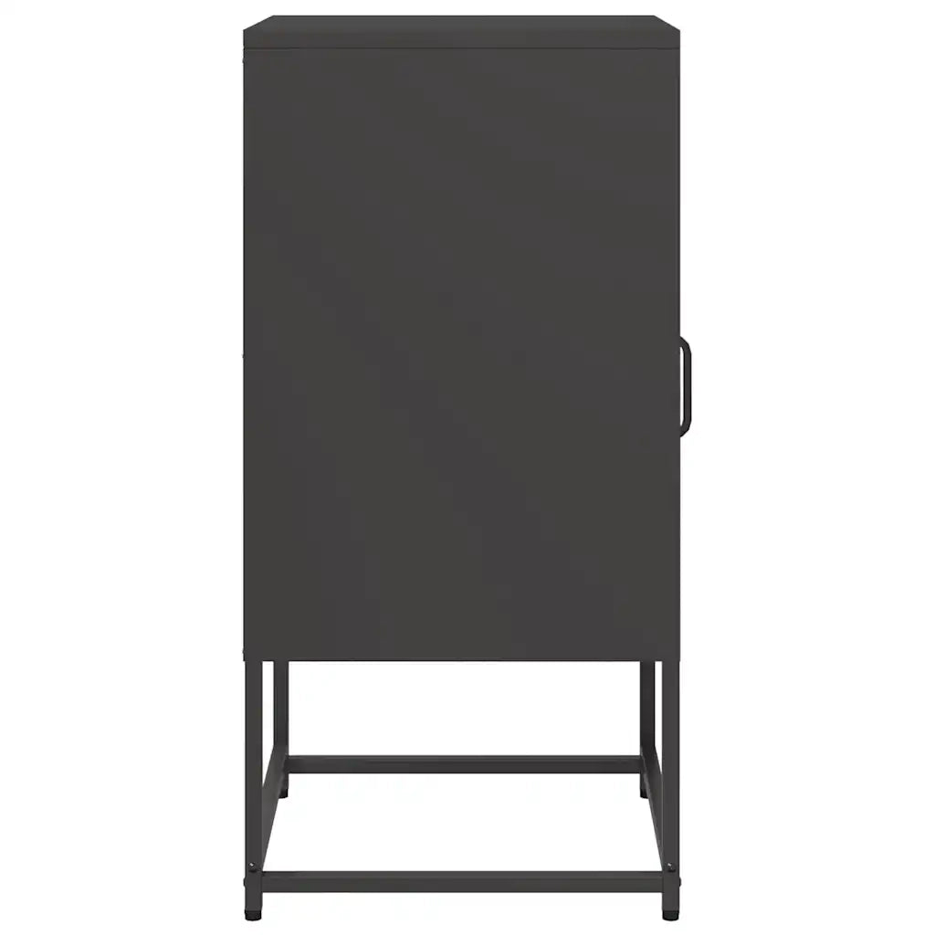 Comodino-Tavolino da notte Nero 36x39x78 cm in Acciaio Laminato a Freddo