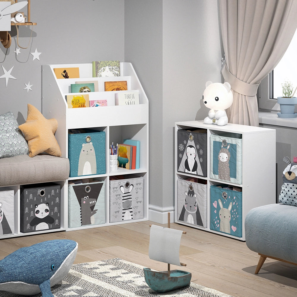Vicco Libreria bambini Bianco 31.2 x 114.2 cm con 4 scatole pieghevoli