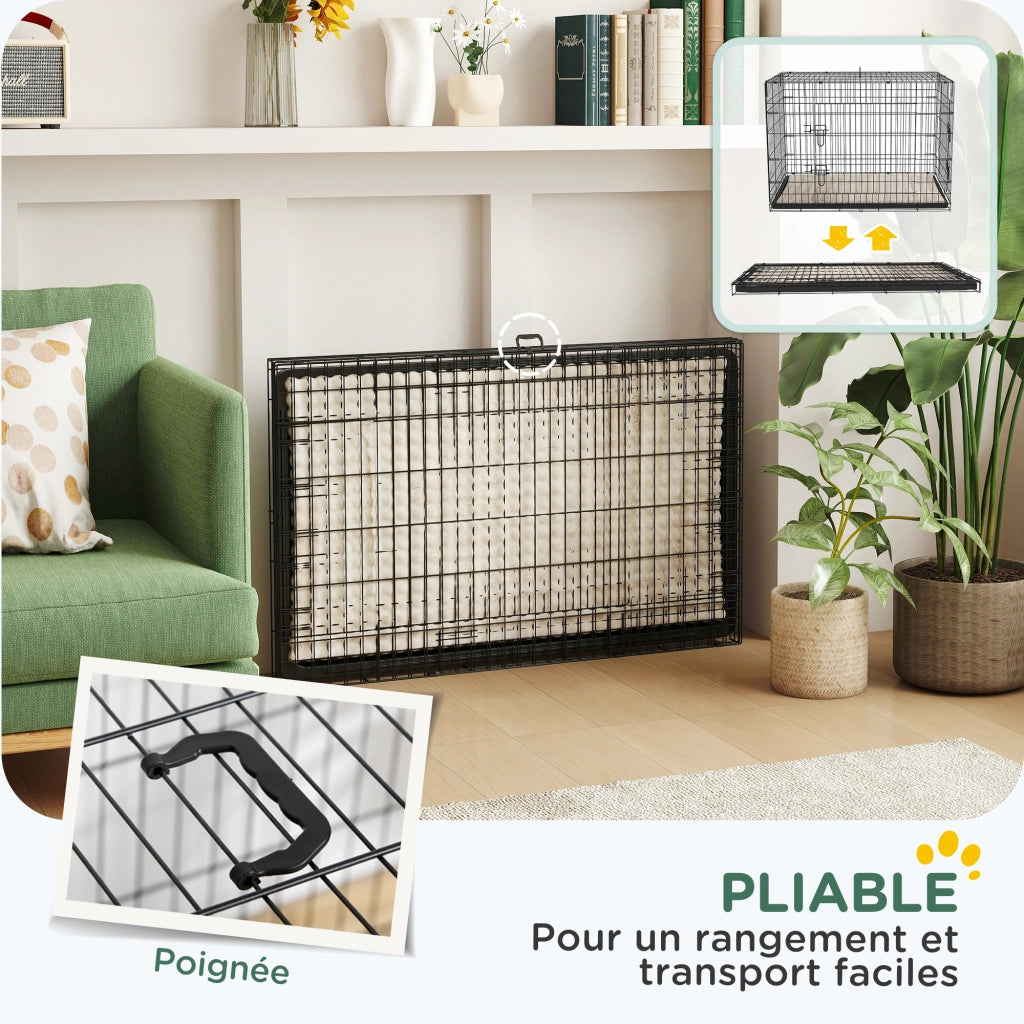 Casetta da trasporto per cani pieghevole con cuscino ¨C zephmum ¨C nero 105x70x75 cm