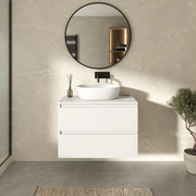 Mobile bagno sospeso 60cm due cassetti bianco opaco con top | Hexa