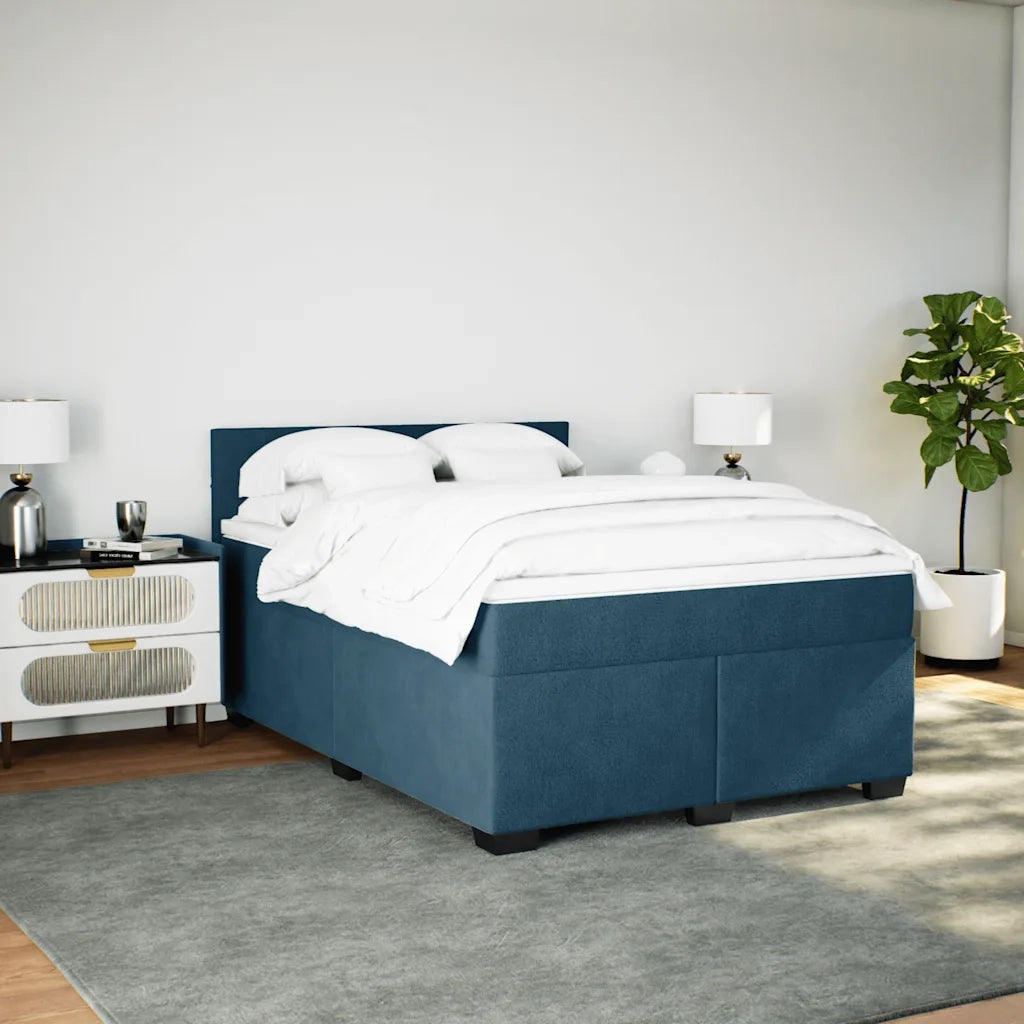 Giroletto a Molle con Materasso Blu Scuro 140x200 cm in Velluto 3286334
