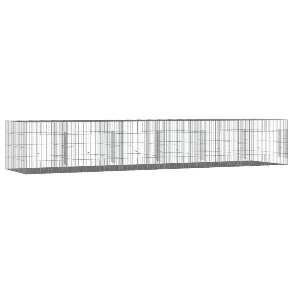 Gabbia per conigli con 6 pannelli 327 x 79 x 54 cm ferro zincato argento 02_0041693