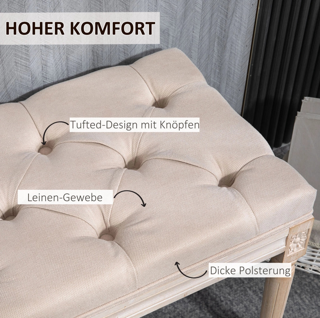 Panca imbottita vintage beige 80x40x43 cm