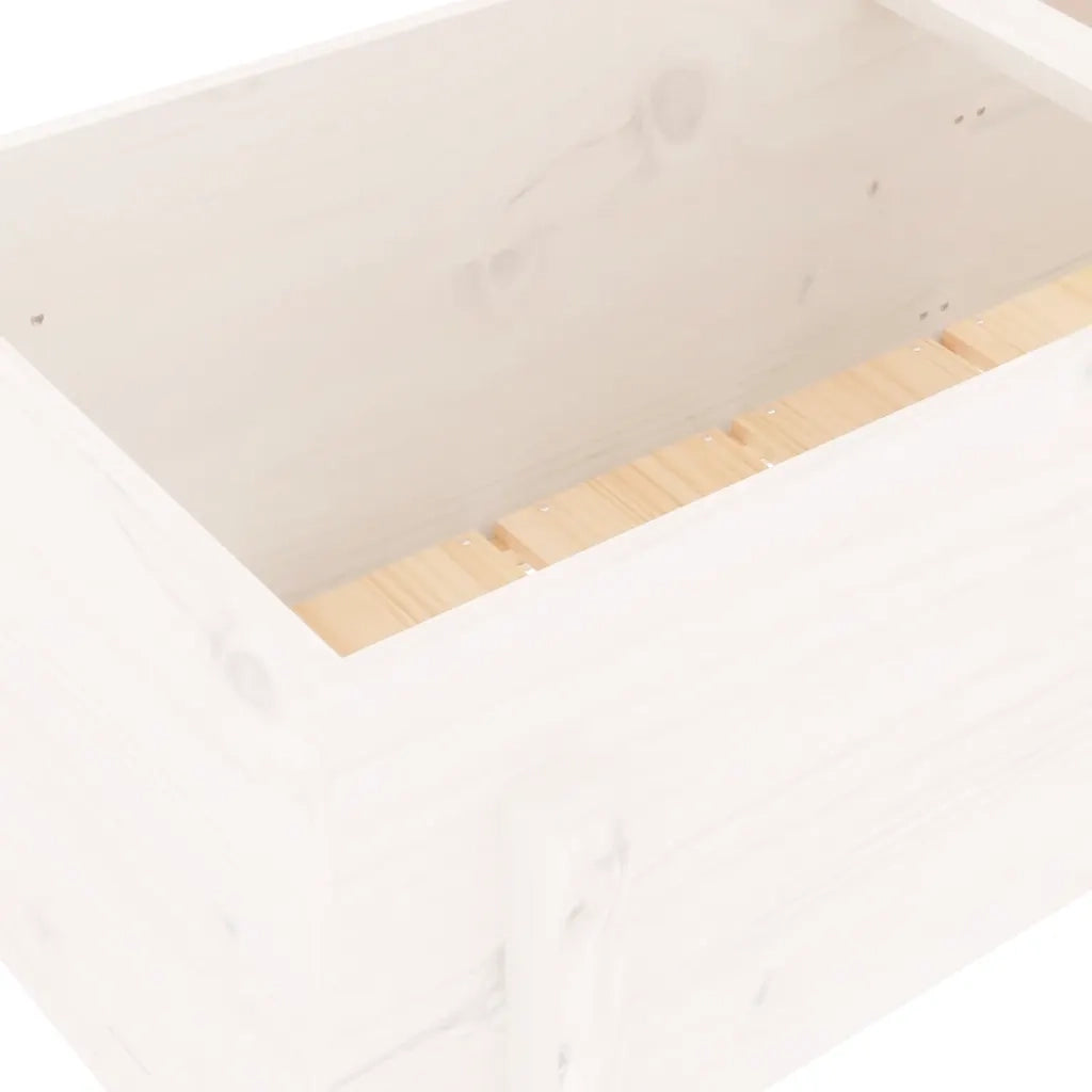 Fioriera | Cassetta per fiori | Vaso Rialzata da Giardino Bianca 121x50x57 cm Massello Pino