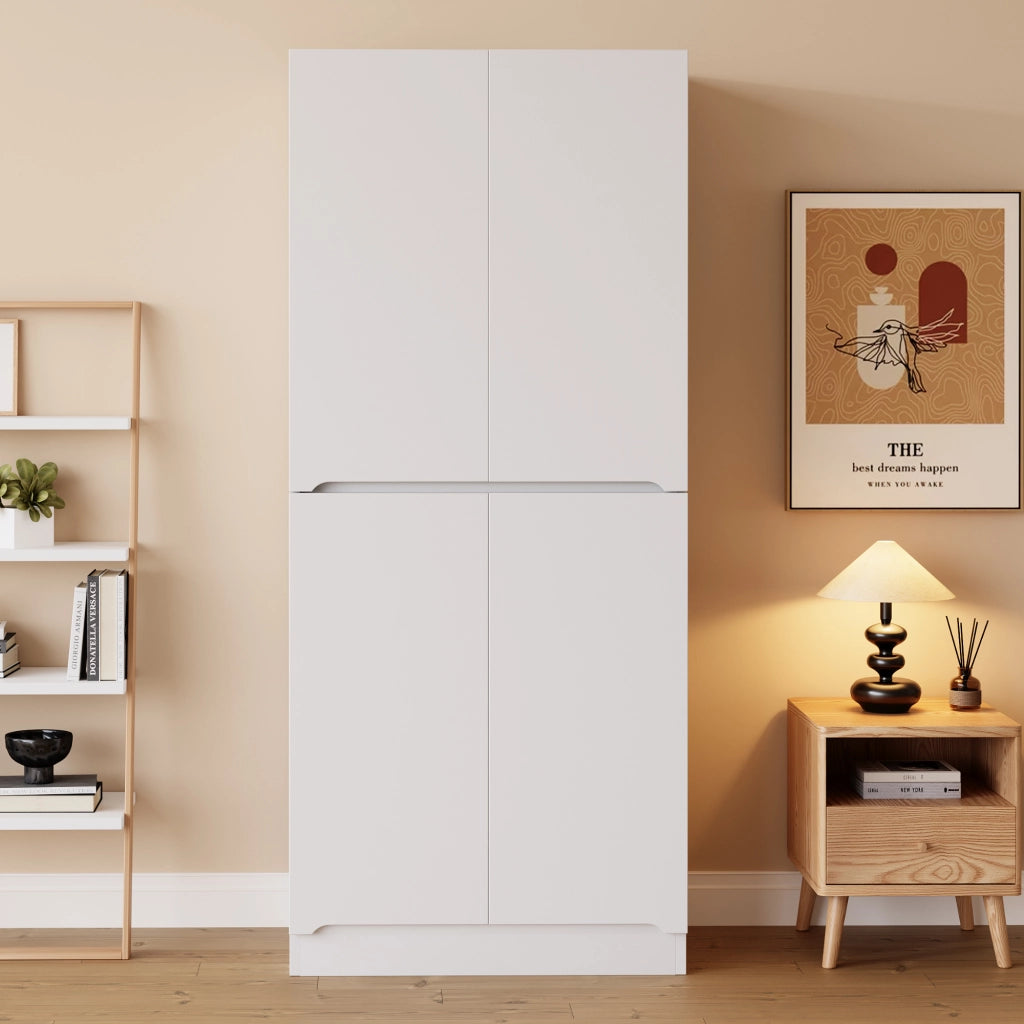 Armadio con doppia anta e vano inferiore per camera da letto in legno e metallo bianco 70 × 40 × 170 cm