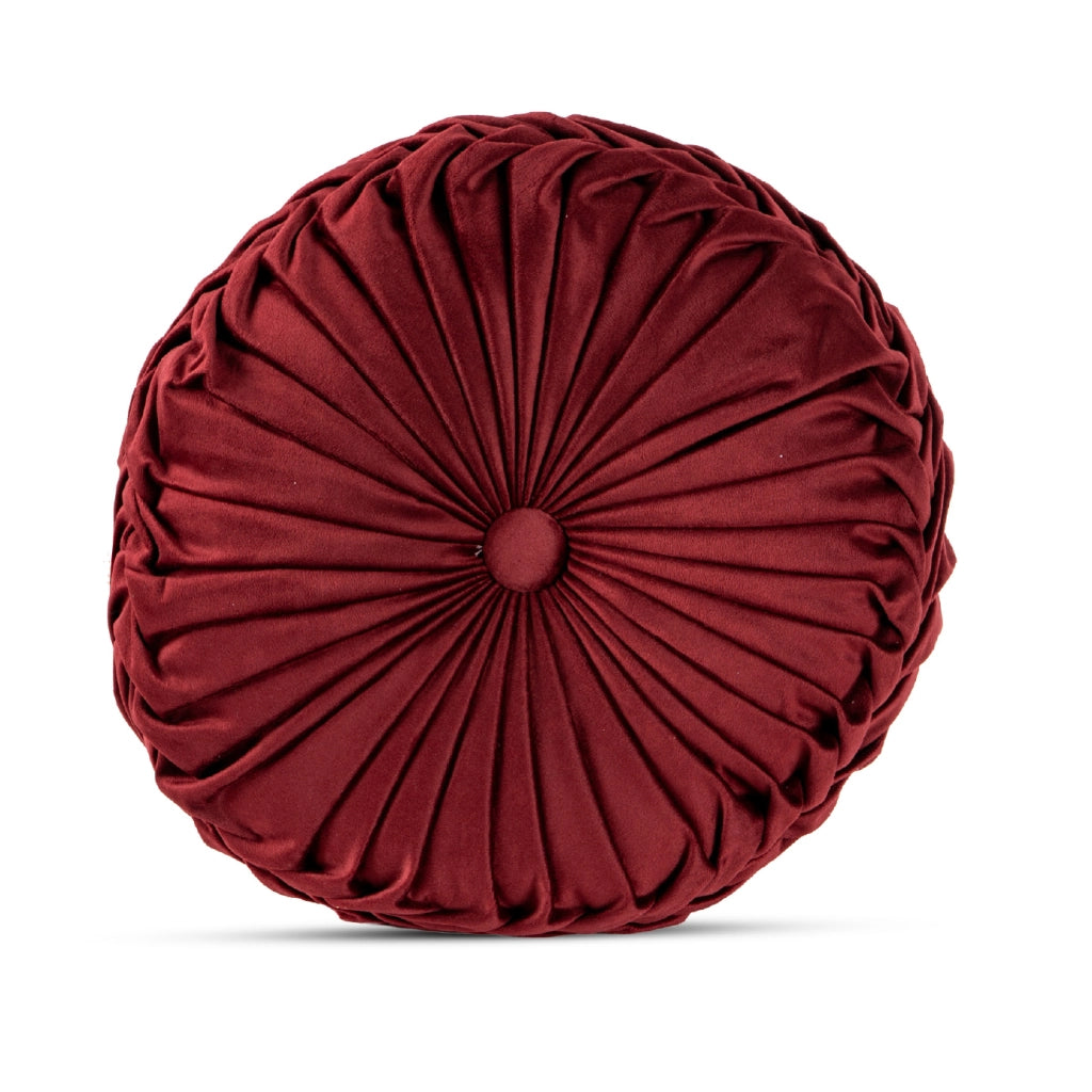 Cuscino Rotondo Zucca Effetto Velluto Circolari Per Divano Decorativo Letto 40 Cm  Bordeaux