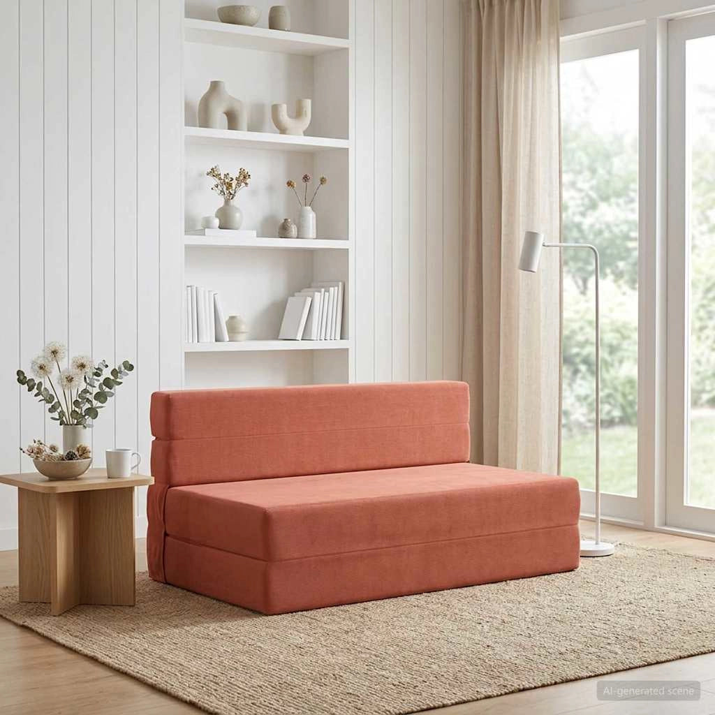Divano Letto Pieghevole Rosso Arancio 152 x 86,5 x 60 cm 900135