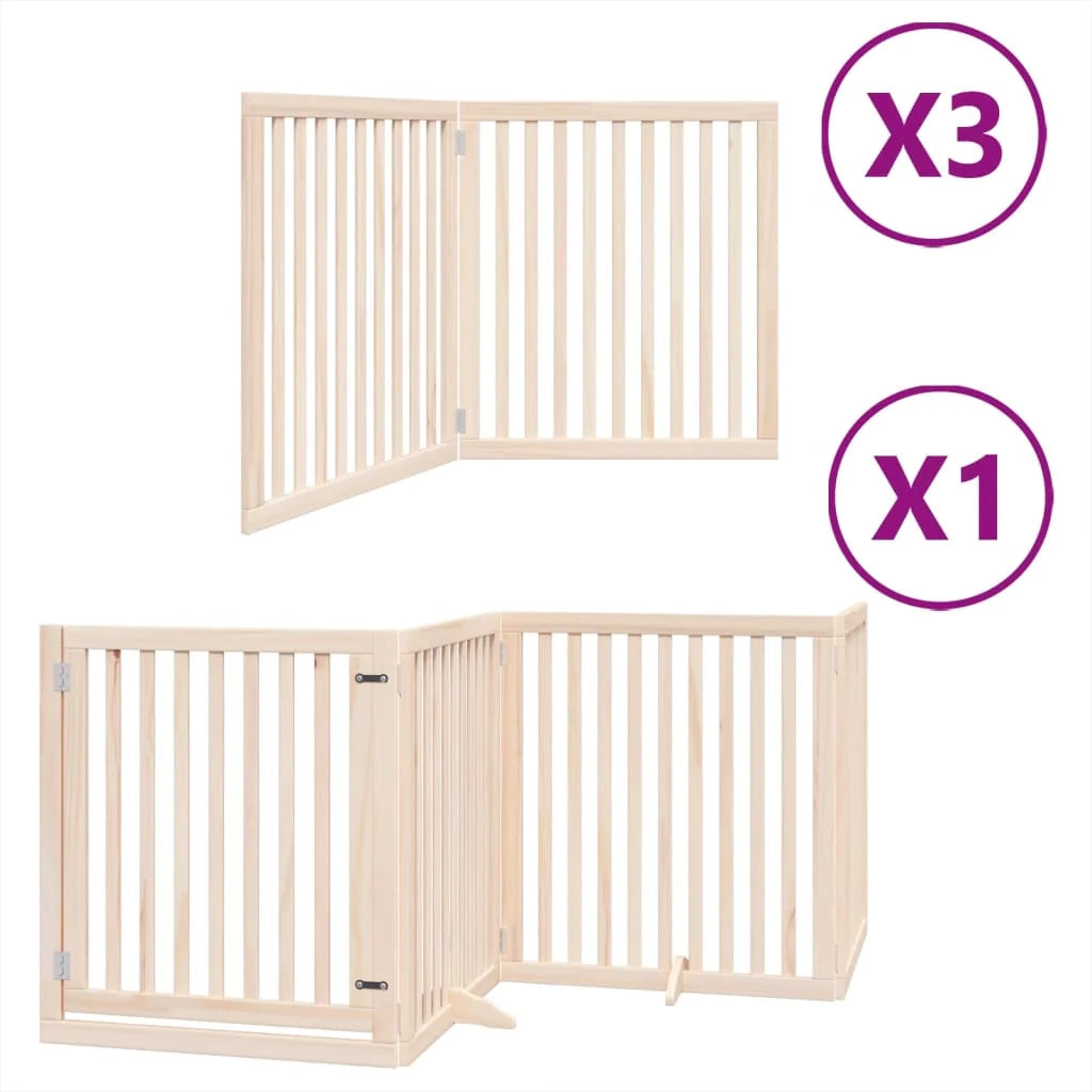 Cancelletto di sicurezza per animali domestici porta pieghevole 10 pannelli legno di pioppo marrone 02_0023107