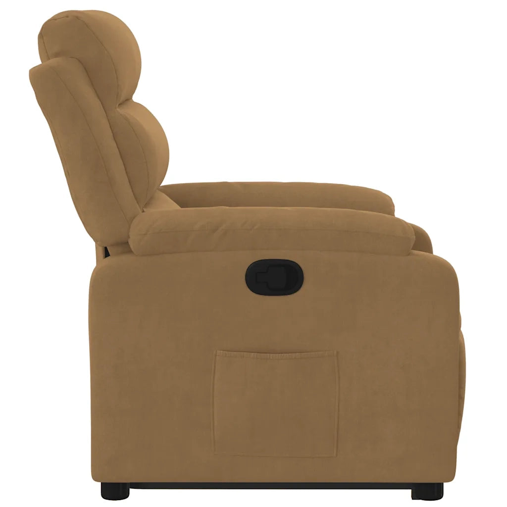 Poltrona Alzapersona Reclinabile Marrone in Velluto 3205100