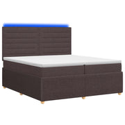 Letto Box Spring LED con Materasso Marrone Scuro 200 x 200 cm 3455933